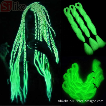 Wholesale Jumbo Braids Hairstyles Cheap Price 100g 24" Ombre Glowing Hair in the Darkness Synthetic Crochet Hair Extensions
